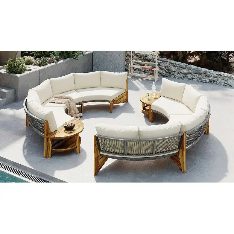 Ensemble de jardin 6 places avec coussins et 1 table basse