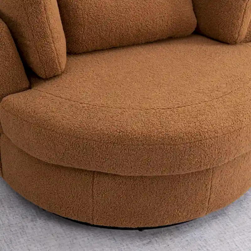 Fauteuil d'appoint pivotant rembourré 42,3 W avec 4 oreillers et pouf de rangement demi-lune