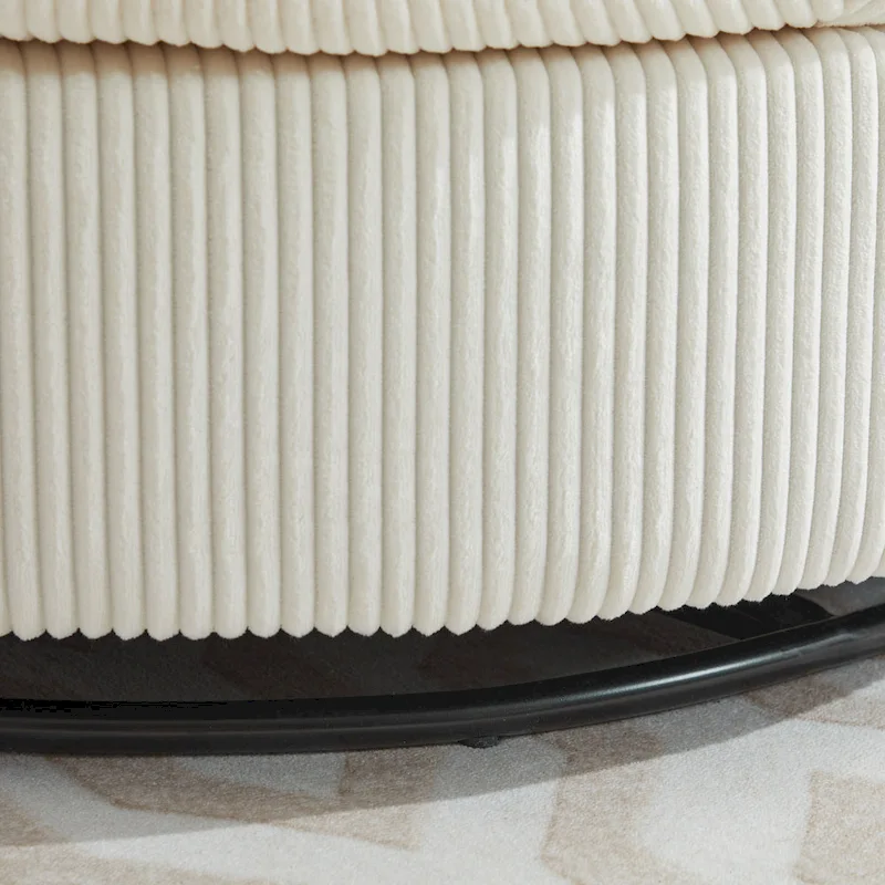 Fauteuil d'appoint pivotant rembourré 42,3 W avec 4 oreillers et pouf de rangement demi-lune
