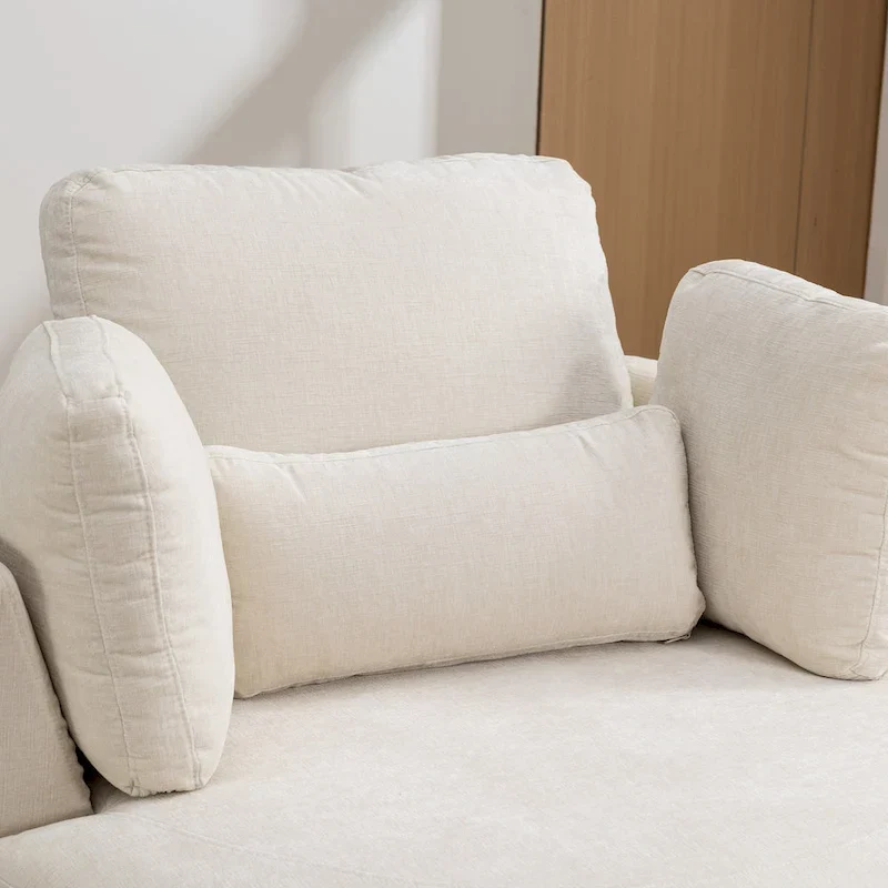 Fauteuil d'appoint pivotant rembourré 42,3 W avec 4 oreillers et pouf de rangement demi-lune