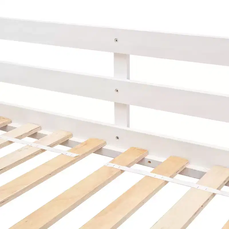 Lit mezzanine cabane de taille double, lit mezzanine cabane en bois avec échelle et barrières de sécurité pour enfants