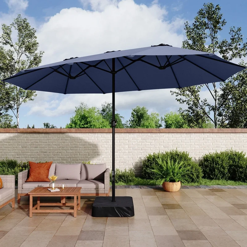 MAISON ARTS Grand Parasol Double Face de 4,5 m avec Base Incluse pour Patio