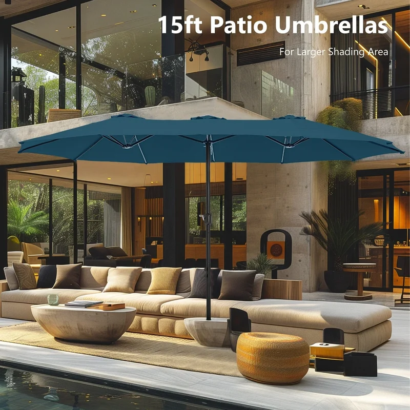 MAISON ARTS Grand Parasol Double Face de 4,5 m avec Base Incluse pour Patio