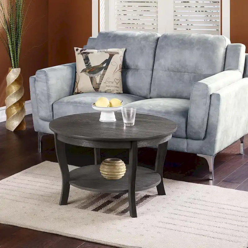 Table basse ronde avec étagère American Heritage de Convenience Concepts