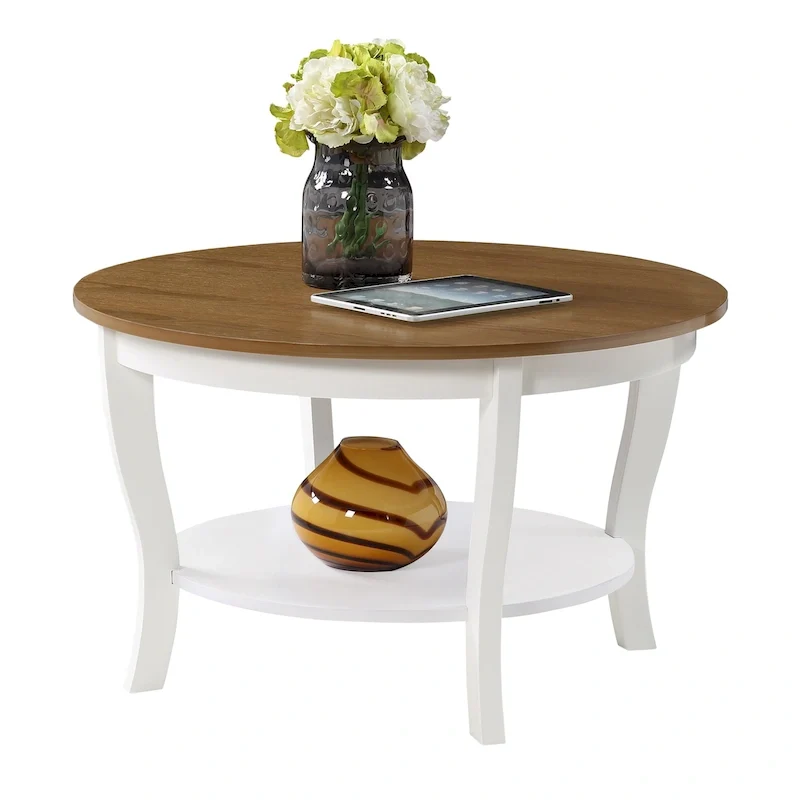Table basse ronde avec étagère American Heritage de Convenience Concepts