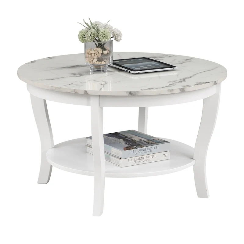 Table basse ronde avec étagère American Heritage de Convenience Concepts