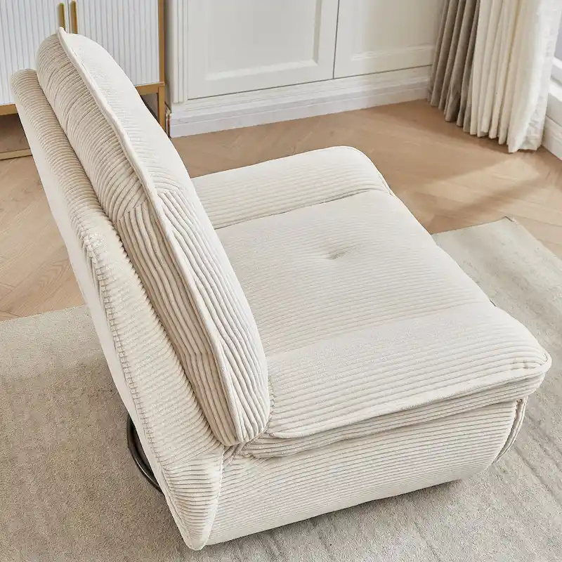 Fauteuil inclinable pivotant et coulissant en velours côtelé avec repose-pieds pour salon