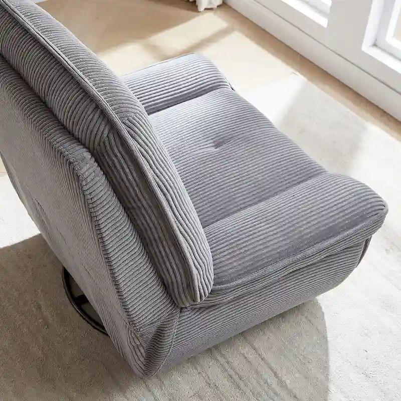 Fauteuil inclinable pivotant et coulissant en velours côtelé avec repose-pieds pour salon