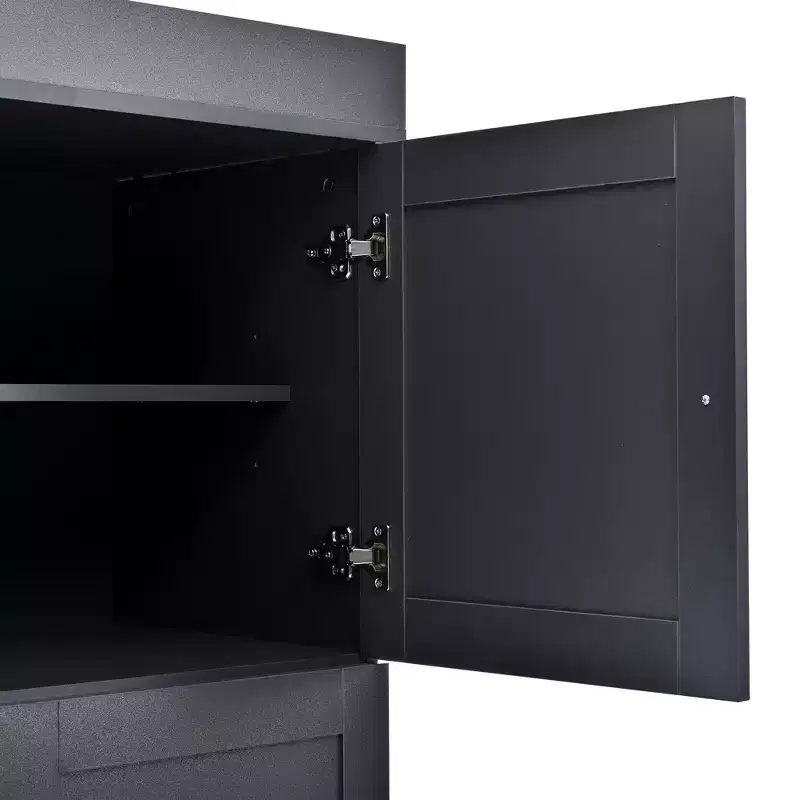 Garde-manger de cuisine autoportant 77H, armoire de rangement de style ferme avec étagères réglables, étagères de porte, tiroirs et casiers à vin - ModernLuxe