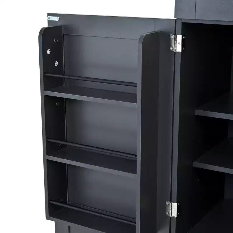 Garde-manger de cuisine autoportant 77H, armoire de rangement de style ferme avec étagères réglables, étagères de porte, tiroirs et casiers à vin - ModernLuxe