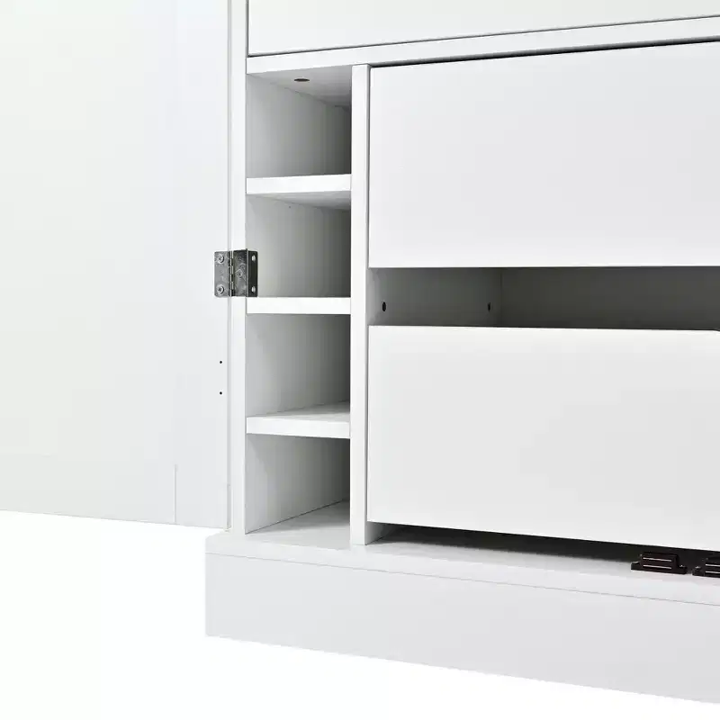 Garde-manger de cuisine autoportant 77H, armoire de rangement de style ferme avec étagères réglables, étagères de porte, tiroirs et casiers à vin - ModernLuxe
