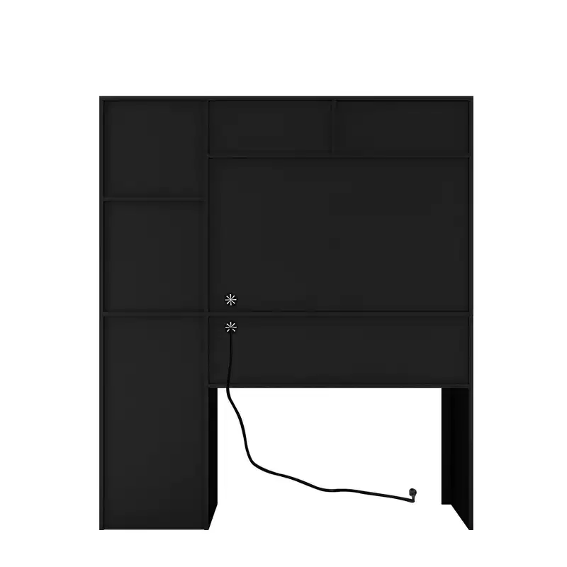 Bureau informatique moderne de 130 cm avec huche et étagère, bureau avec grand rangement, bureau d'écriture pour l'étude, salle de lecture
