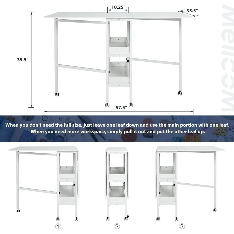 Table artisanale réglable en hauteur avec étagères de rangement, table de coupe pliante mobile pour bureau à domicile, salle de couture, salle d'artisanat