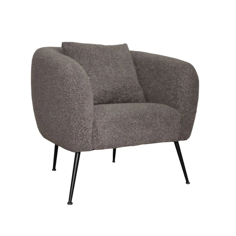 Poltrona in tessuto grigio topo e gambe colore nero Nuvia