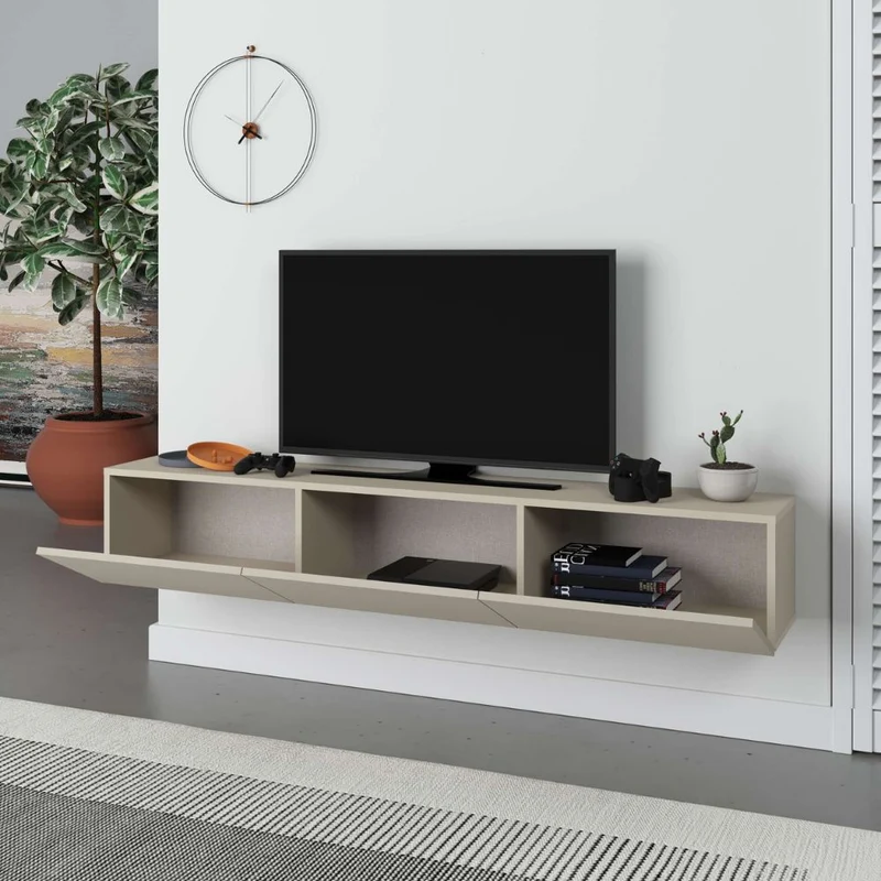 Mobile porta Tv sospeso 3 ante a ribalta colore cashmere 180x30x30H Francy