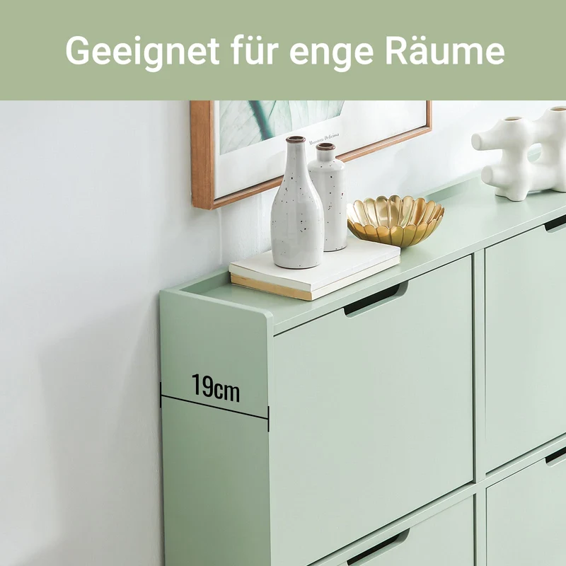 SoBuy | Schuhkipper | Schuhschrank | mit 4 Klappen | Grün | FSR100-GR