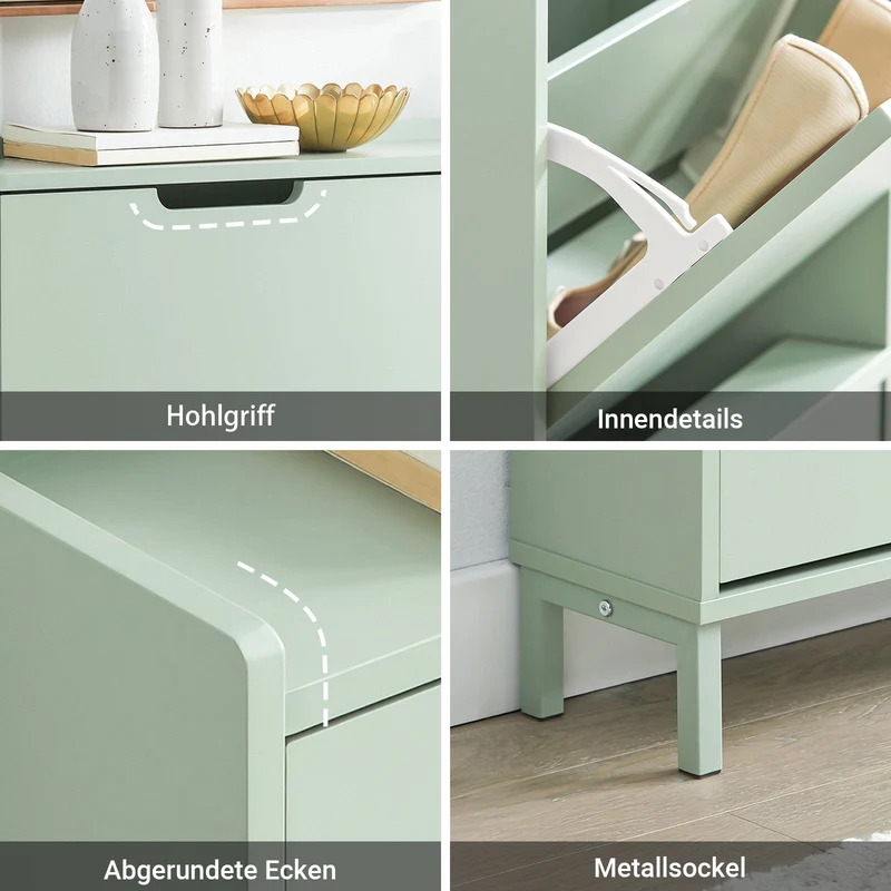 SoBuy | Schuhkipper | Schuhschrank | mit 4 Klappen | Grün | FSR100-GR