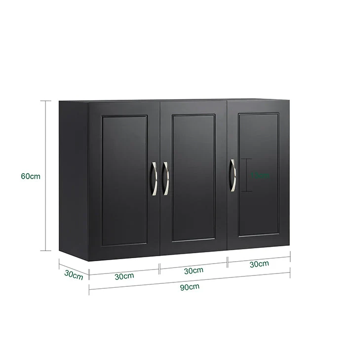 SoBuy | Hängeschrank mit 2 Türen | Wandschrank | Schwarz | FRG231-L-SCH