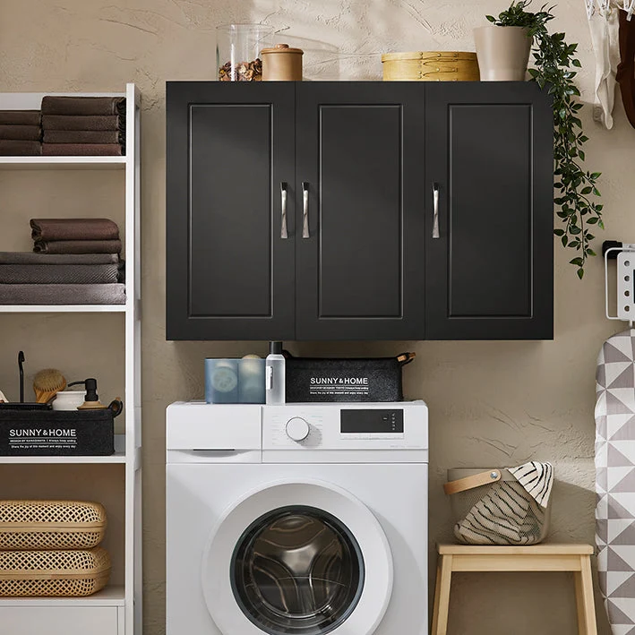 SoBuy | Hängeschrank mit 2 Türen | Wandschrank | Schwarz | FRG231-L-SCH