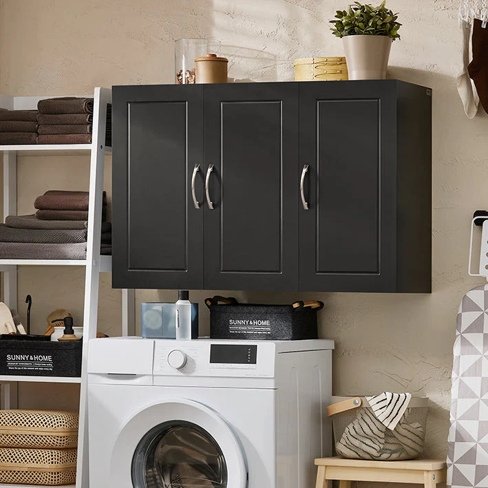 SoBuy | Hängeschrank mit 2 Türen | Wandschrank | Schwarz | FRG231-L-SCH