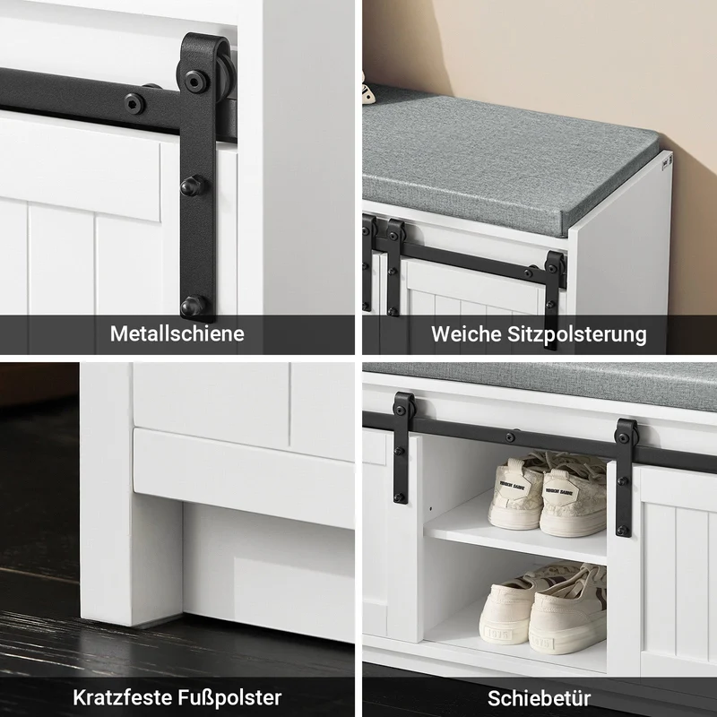 SoBuy | Schuhbank mit Sitzfläche | Sitzbank | Dielenbank | Schuhregal | Weiß | FSR133-K-W