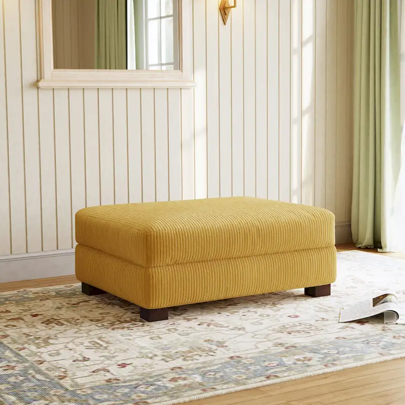 Pouffe d'appoint oversize en velours côtelé moderne