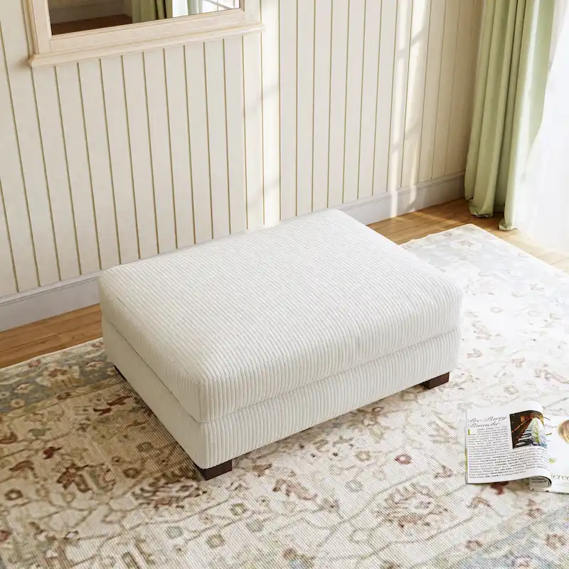 Pouffe d'appoint oversize en velours côtelé moderne