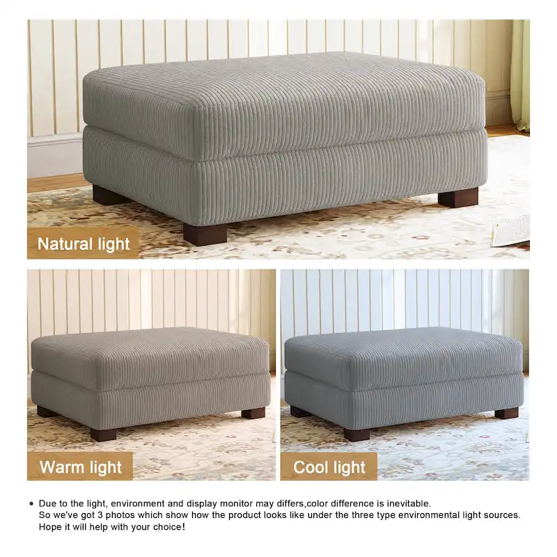 Pouffe d'appoint oversize en velours côtelé moderne
