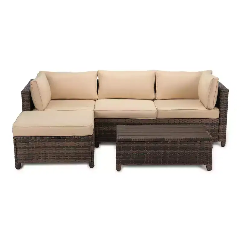 Ensemble de salon de jardin 3 pièces en osier avec coussins – EDYO LIVING