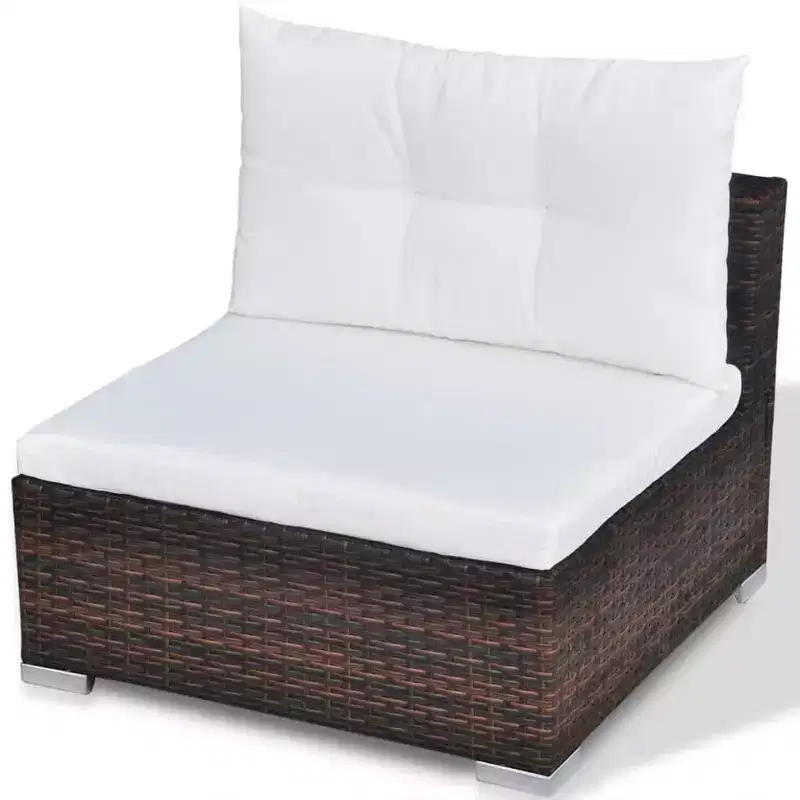 vidaXL Salon de jardin 10 pièces avec coussins en résine tressée marron