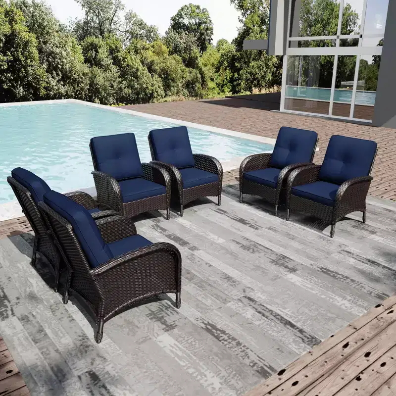UPTIOT Salon de jardin 6 pièces en rotin tressé avec coussins haut de gamme en oléfine