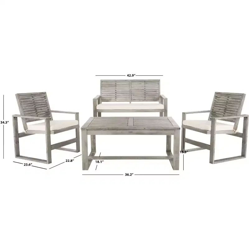 Ensemble de patio 4 pièces Ozark - Intérieur/Extérieur - FOX6007 - Safavieh Couture