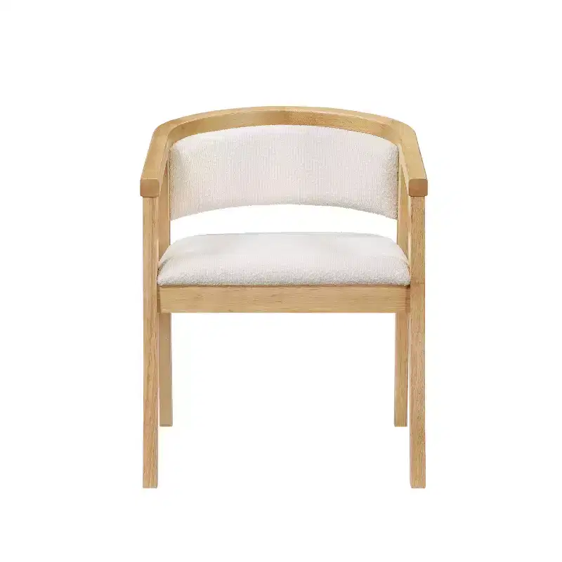 Ensemble de salle à manger Christopher Knight Home Simon 5 pièces en bois d'hévéa de style milieu de siècle avec chaises rembourrées en tissu bouclé