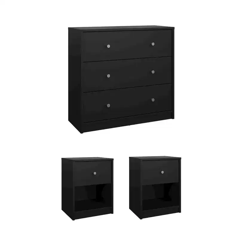 Tvilum, Ensemble chambre 3 pièces Portland - Commode et lot de 2 tables de chevet
