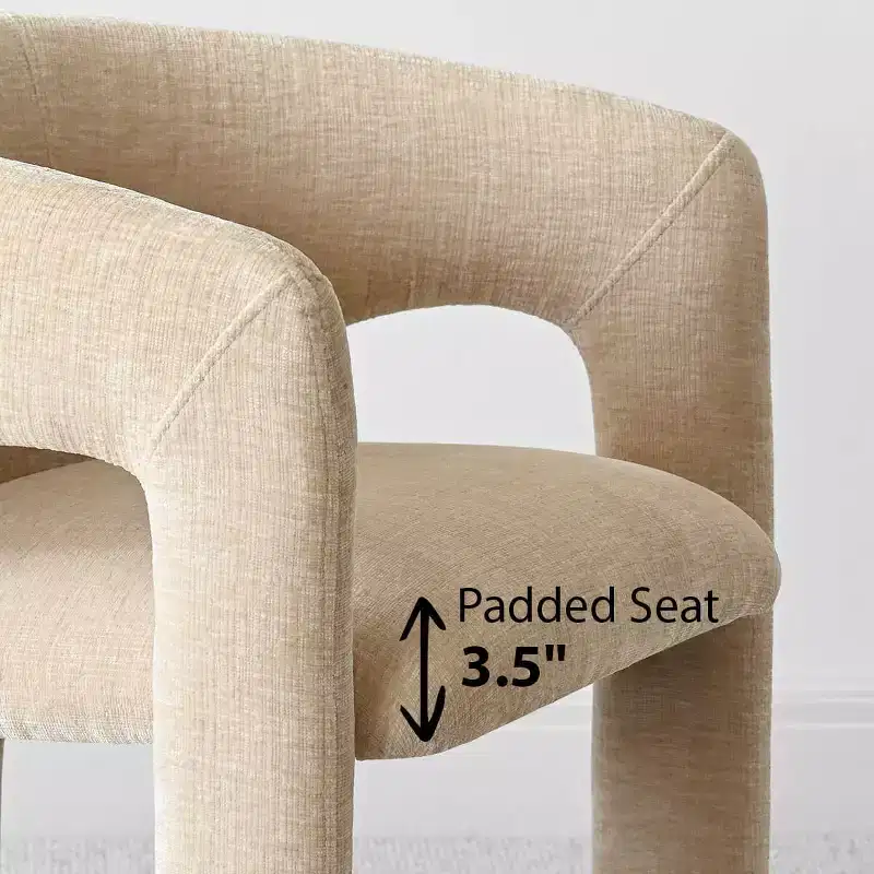 Ensemble table à manger ronde avec 2 fauteuils en chenille, table piédestal moderne et chaises rembourrées avec dossier et accoudoirs complets - Panipeachy