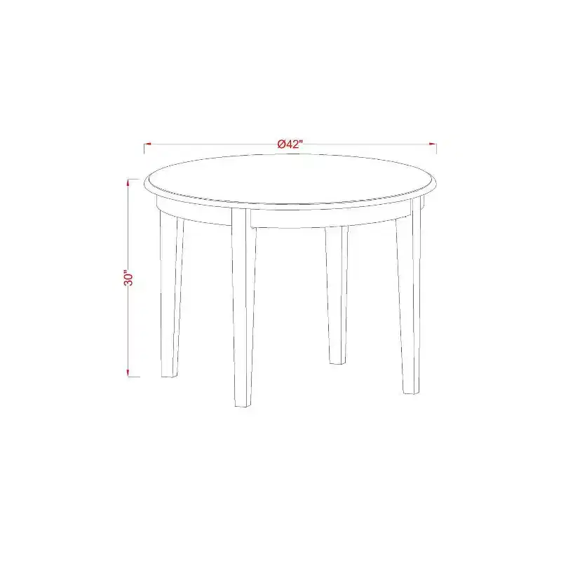 Ensemble de salle à manger 5 pièces en bois massif blanc cassé - Table ronde rembourrée - (4 places)