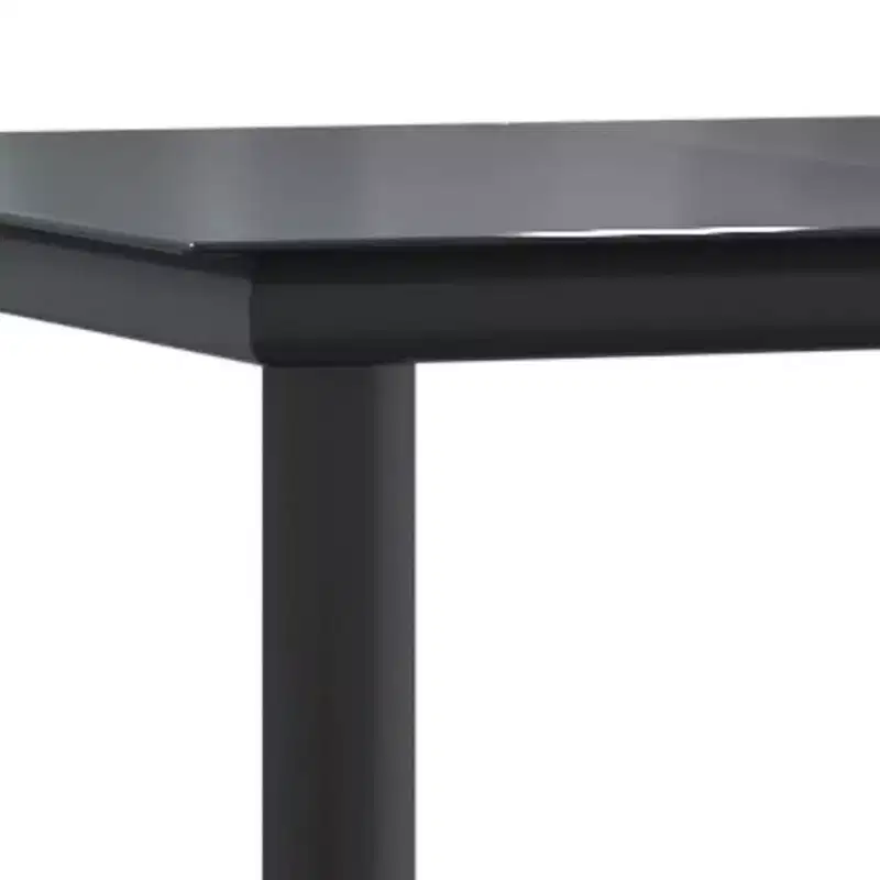 vidaXL Ensemble de jardin à dîner en rotin synthétique noir et acier, empilable, longueur de table 140 cm, 6 pièces