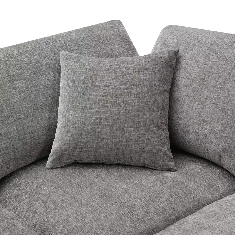 Canapé-lit modulaire 6 places en chenille Polibi avec ottoman