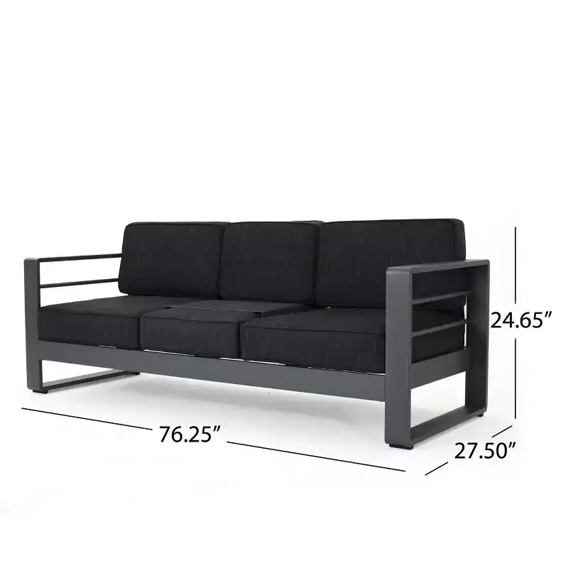 Christopher Knight Home Cape Coral Salon de jardin 7 places en aluminium avec foyer
