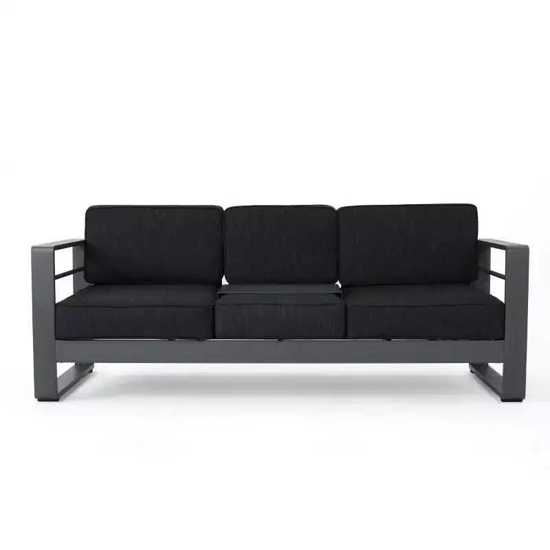 Christopher Knight Home Cape Coral Salon de jardin 7 places en aluminium avec foyer