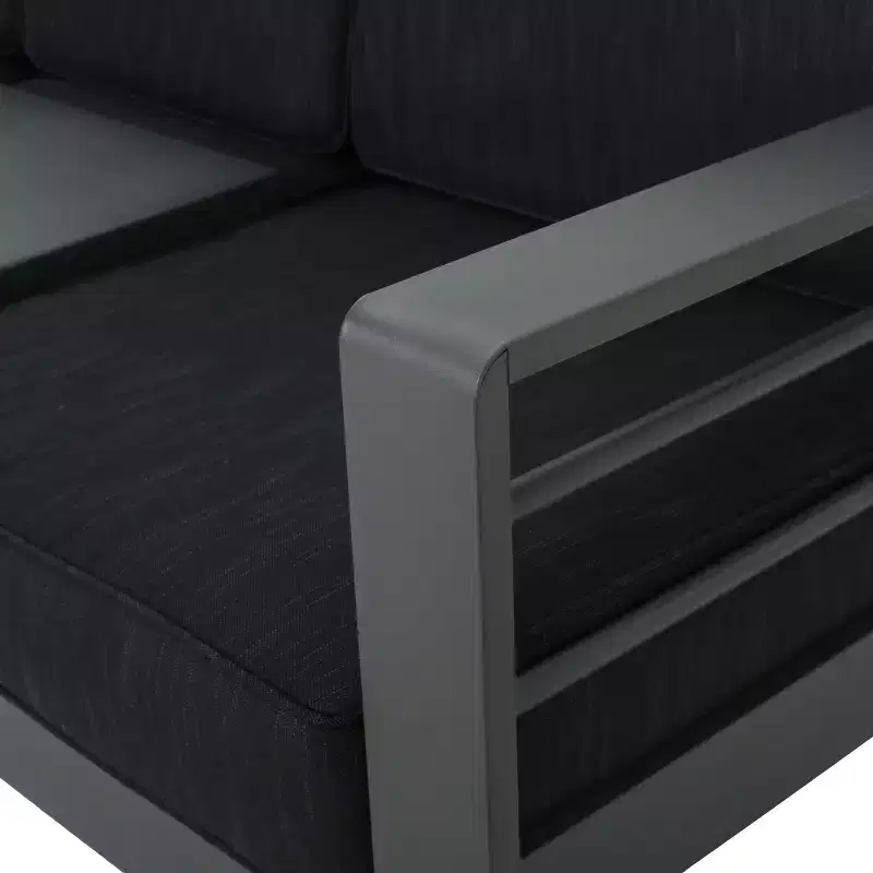 Christopher Knight Home Cape Coral Salon de jardin 7 places en aluminium avec foyer