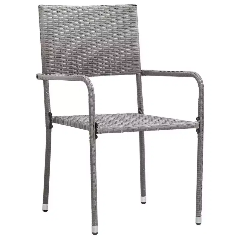vidaXL Salon de jardin gris et noir en résine tressée, acier et verre trempé - Longueur de la table 140 cm, 4 pièces