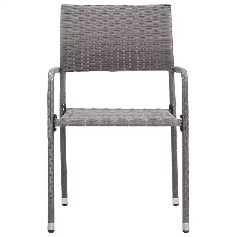 vidaXL Salon de jardin gris et noir en résine tressée, acier et verre trempé - Longueur de la table 140 cm, 4 pièces