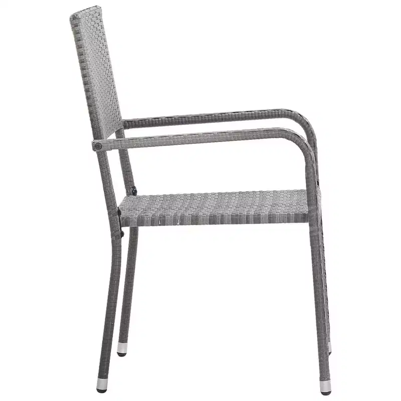 vidaXL Salon de jardin gris et noir en résine tressée, acier et verre trempé - Longueur de la table 140 cm, 4 pièces