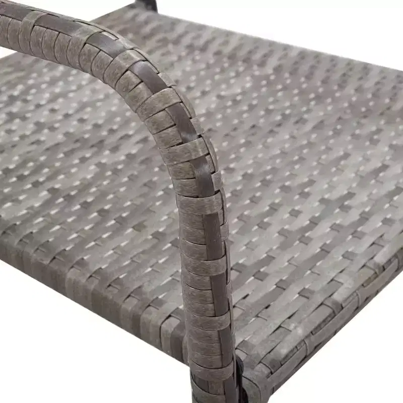 vidaXL Salon de jardin gris et noir en résine tressée, acier et verre trempé - Longueur de la table 140 cm, 4 pièces