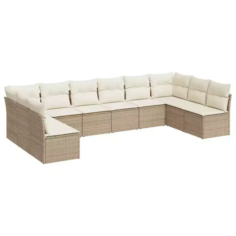 vidaXL Salon de jardin canapé Beige résine tressée Grand Salon de jardin modulable