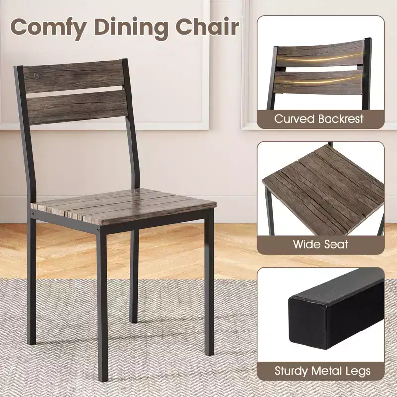 Ensemble de table à manger Costway 47 pour 4 personnes, table de cuisine en bois avec 2 chaises et banc, cadre en métal