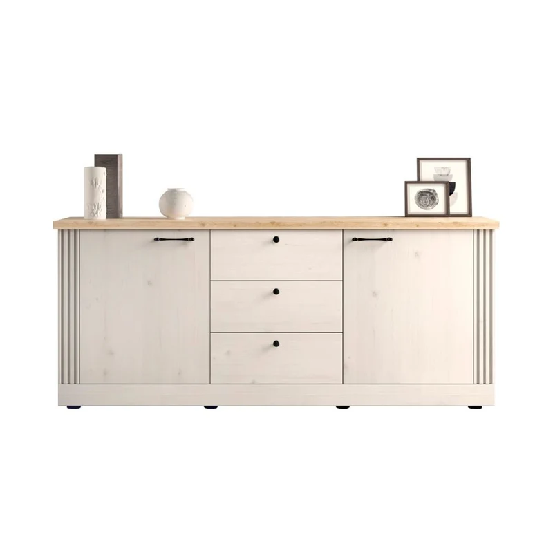 Madia 2 ante e 3 cassetti colore bianco meringa e rovere Cadiz 211x44x88H Winchester