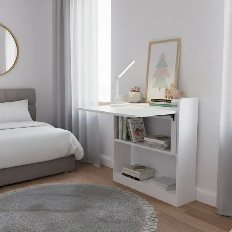 Scrivania a scomparsa pieghevole salvaspazio colore bianco 64x65x82H Plana
