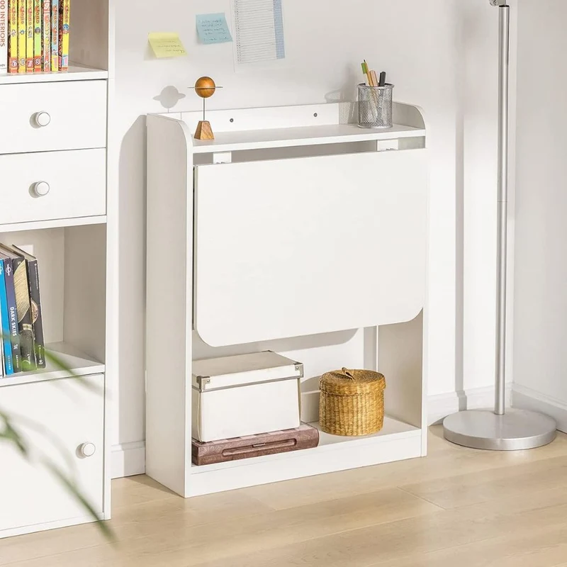 Scrivania a scomparsa pieghevole salvaspazio colore bianco 64x65x82H Plana